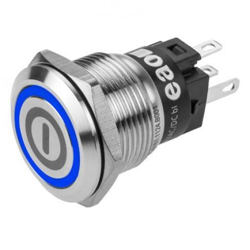 EAO Tlačítkový spínač, řada: 82 IP65, IP67 SPDT Panel Okamžité Osvětlené 19 mm 3 A, barva LED: Modrá 240 V dc 240 V ac