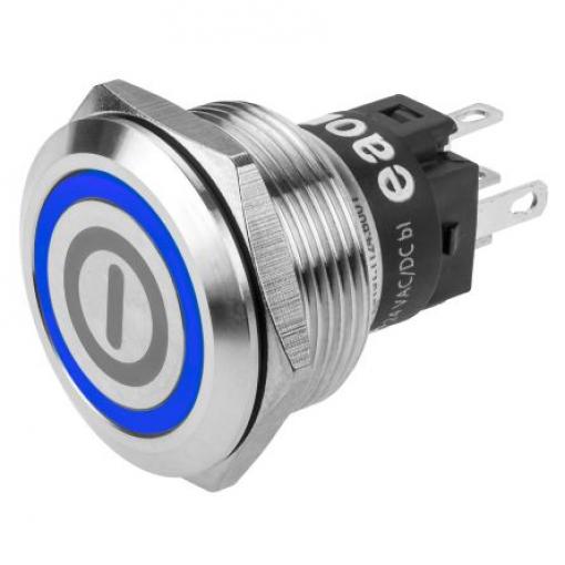 EAO Tlačítkový spínač, řada: 82 IP65, IP67 SPDT Panel Okamžité Osvětlené 22.3 mm 3 A, barva LED: Modrá 240 V dc 240 V ac
