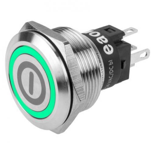EAO Tlačítkový spínač, řada: 82 IP65, IP67 SPDT Panel Okamžité Osvětlené 22.3 mm 3 A, barva LED: Zelená 240 V dc 240 V