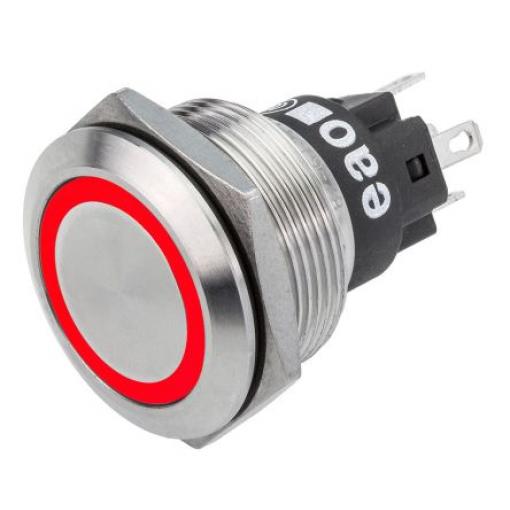 EAO Tlačítkový spínač, řada: 82 IP65, IP67 SPDT Panel Okamžité Osvětlené 22.3 mm 600 mA, barva LED: Červená 36 V dc 36 V