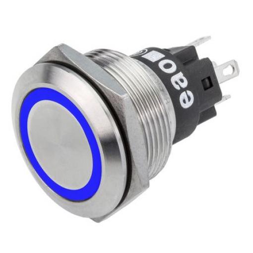 EAO Tlačítkový spínač, řada: 82 IP65, IP67 SPDT Panel Okamžité Osvětlené 22.3 mm 600 mA, barva LED: Modrá 36 V dc 36 V
