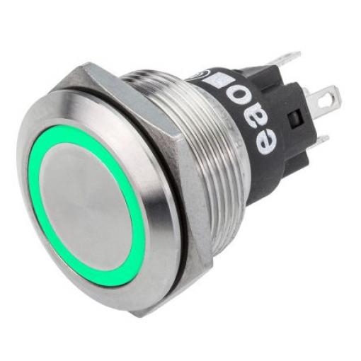EAO Tlačítkový spínač, řada: 82 IP65, IP67 SPDT Panel Okamžité Osvětlené 22.3 mm 600 mA, barva LED: Zelená 36 V dc 36 V