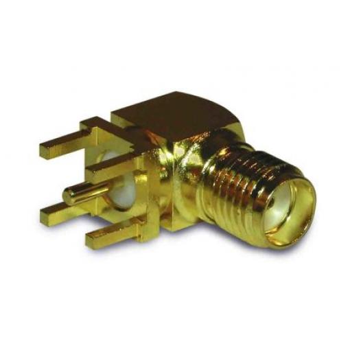 Amphenol RF Koaxiální konektor, řada: SMA Vnitřní, 50 Ω, orientace těla: Pravý úhel, Průchozí otvor Konektor SMA Pájecí,