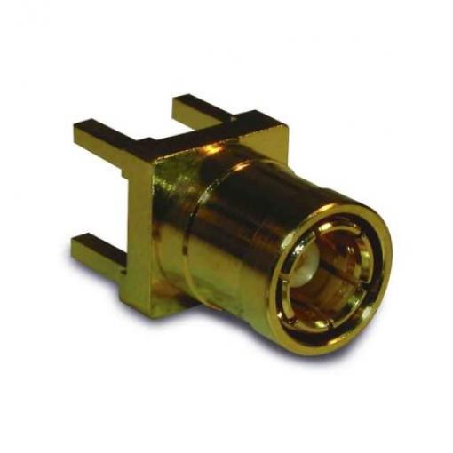 Amphenol RF Koaxiální konektor, řada: SMB Vnější, 50 Ω, orientace těla: Rovný, Průchozí otvor Konektor SMA Pájecí, 4GHz