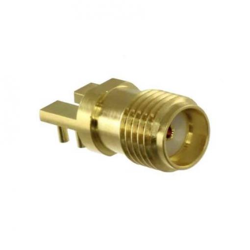 Amphenol RF Koaxiální konektor, řada: SMA Vnitřní, 50 Ω, orientace těla: Rovný, Průchozí otvor Konektor SMA Pájecí,