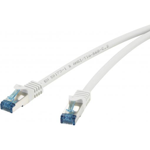 Renkforce RF-4145286 RJ45 síťové kabely, propojovací kabely CAT 6A S/FTP 3.00 m šedá s ochranou, samozhášecí 1 ks