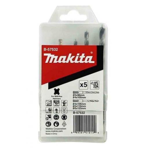 Vrták, Rychlořezná ocel, počet kusů: 5 SDS Makita Zdění, max. velikost: 6 mm, min. velikost: 3 mm