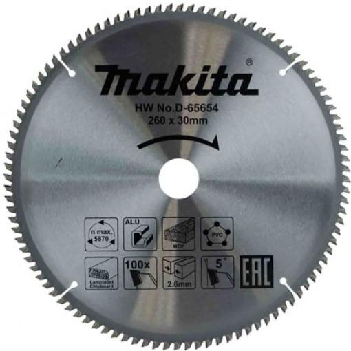 Kotouč pro kotoučovou pilu Makita 100 Měď, Mosaz, Polyvinylchlorid, Dřevo, Hliník 260 mm 1