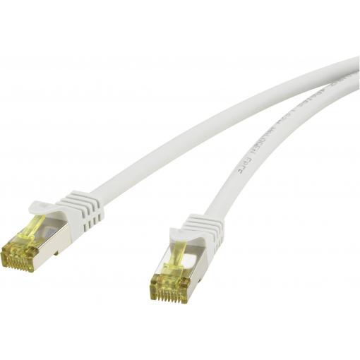 Renkforce RF-4149867 RJ45 síťové kabely, propojovací kabely CAT 6a (surový kabel CAT 7) S/FTP 3.00 m šedá s ochranou, samozhášecí 1 ks