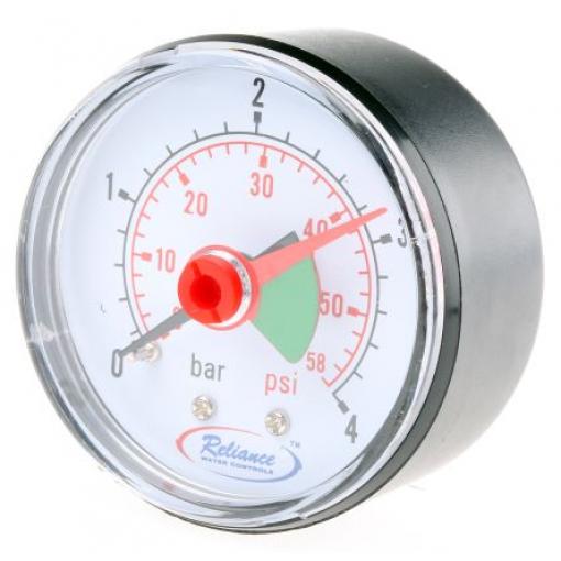 Tlakoměr 1/4 in BSP ABS, 120 °C 4 bar 0 bar RS PRO