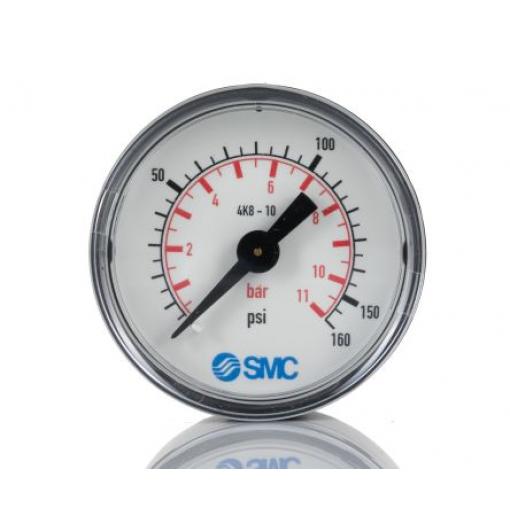 Tlakoměr Vnitřní, Vnější, Rychlá montáž, Se závitem 4K8-10 50 mm, 60 °C 10 bar 1 bar SMC