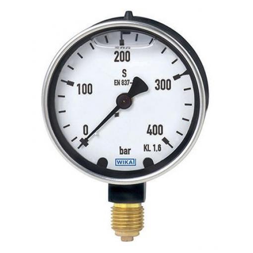 Tlakoměr Se závitem 9318178, přesnost: ±2 % 63 mm 1/4 in G Kovaná mosaz, 60 °C 100 psi 0 psi WIKA