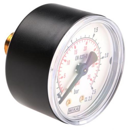 Tlakoměr BSPT 7833739, přesnost: ±2.5 % 50 mm 1/4 in Plastové, 60 °C 2.5 bar 0 bar WIKA