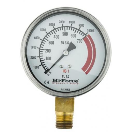 Tlakoměr HG1, přesnost: ±1 % 100 mm 1/2 in Kalibrováno 700 bar 0 bar Hi-Force