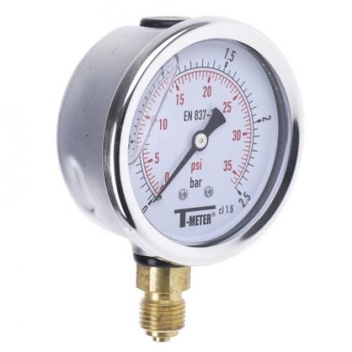 Tlakoměr BSPT 1613003 63 mm G 1/4 Kalibrováno Nerezová ocel, 60 °C 2.5 bar 0 bar Sferaco