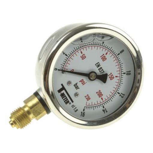 Tlakoměr BSPT 1613007 63 mm G 1/4 Kalibrováno Nerezová ocel, 60 °C 16 bar 0 bar Sferaco