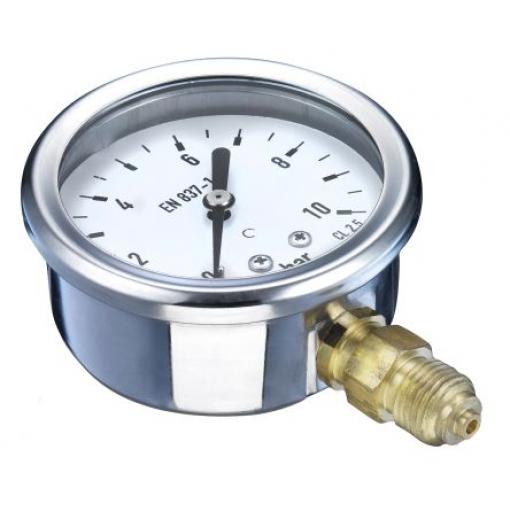 Tlakoměr Spodní MIT3D20B20, přesnost: ±2.5 % 63 mm G 1/4 Nerezová ocel, 70 °C 6 bar 0 bar Bourdon