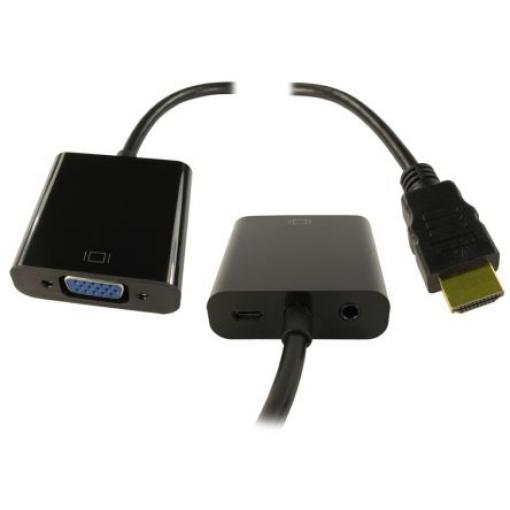 RS PRO Rozbočovač HDMI, orientace těla: Rovný, adaptér z typu: HDMI Vnější, VGA, adaptér z typu: HDMI Vnitřní, Černá,