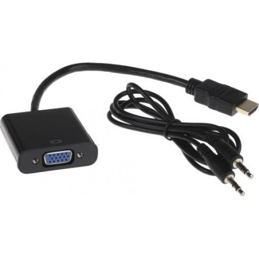 RS PRO Rozbočovač HDMI, orientace těla: Rovný, adaptér z typu: HDMI Vnější, VGA, adaptér z typu: HDMI Vnitřní, Černá,