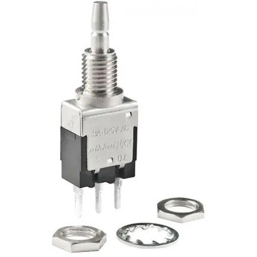 NKK Switches Miniaturní tlačítkový spínač, řada: EB SPDT Panel zap-zap 6.4 mm 3 A 28 V dc 125 V ac