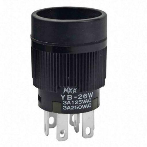 NKK Switches Tlačítkový spínač, řada: YB IP65 DPDT Panel zap-zap Osvětlené 16 mm 3 A 30 V dc 250 V ac