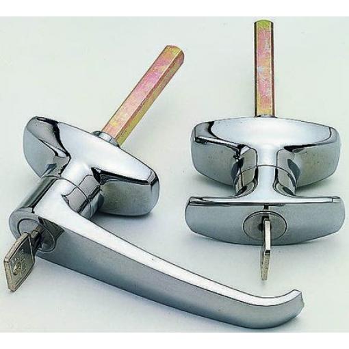 Zamykací rukojeť, Chromovaná mosaz Stříbrná Madlo L Euro-Locks a Lowe & Fletcher group Company