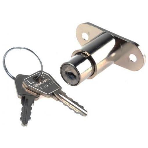 Posuvný dveřní zámek S klíčem, Klíč, hloubka od panelu k jazýčku: 24 mm, Anodizace 19 mm Euro-Locks a Lowe & Fletcher