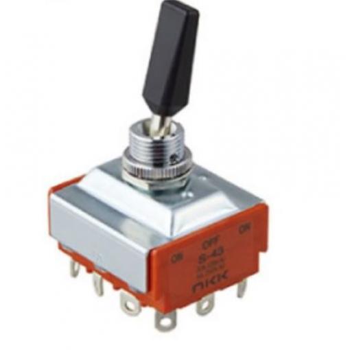 NKK Switches Přepínač IP40 Panel 4PDT Zap-vyp-zap ovládání 20 A Pájecí očko