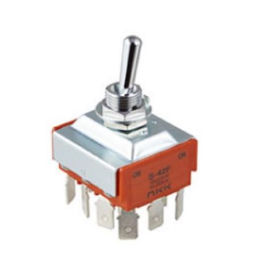 NKK Switches Přepínač IP40 Panel 4PDT zap-zap ovládání 20 A Rychlé připojení 30 V dc