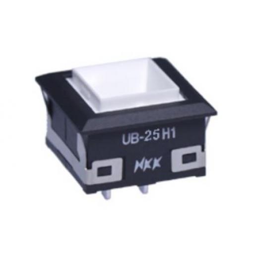 NKK Switches Tlačítkový spínač, řada: UB IP40 DPDT Montáž na plošný spoj Okamžité Osvětlené 17.8 x 17.8 mm 5 A, barva
