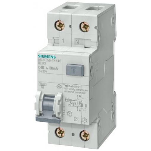Siemens Jistič zbytkového proudu s ochranou proti přepětí, rozsah: 5SU1 2pólový 10 A vypínací citlivost 30 mA,