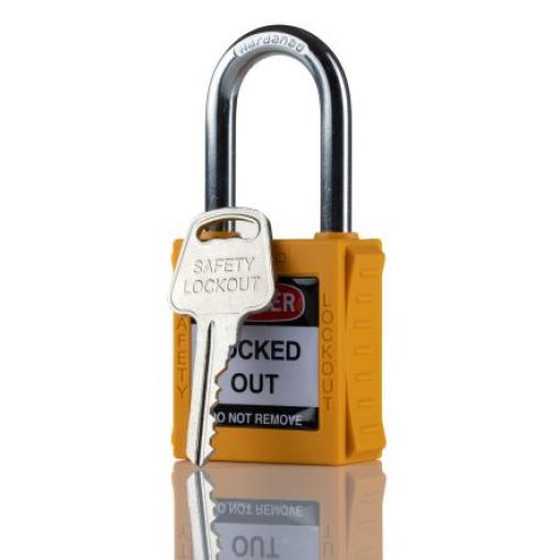 RS PRO, Bezpečnostní uzamčení Žlutá 1 zámek, Ocel, Nylon Uzamčení 6.35 mm