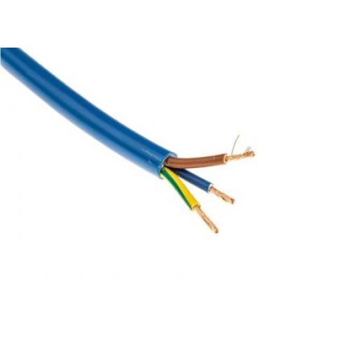 RS PRO Napájecí kabel, řada: H05VV-F 3žilový 100 m Polyvinylchlorid plášť, Modrá, vnější průměr: 11.4 mm OD, 300/500 V