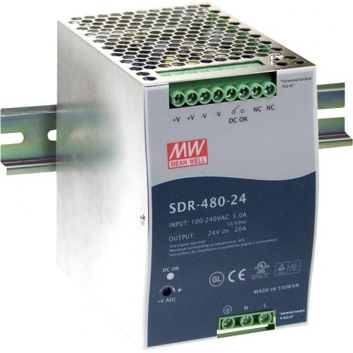MEAN WELL SDR-480-48 síťový zdroj na DIN lištu 48 V/DC 10 A 480 W Počet výstupů:1 x Obsah 1 ks