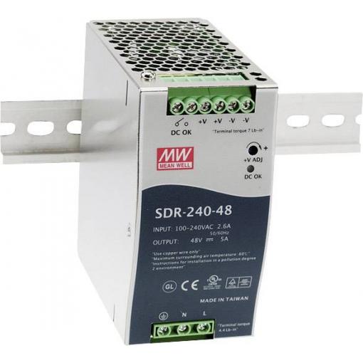 MEAN WELL SDR-240-24 síťový zdroj na DIN lištu 24 V/DC 10 A 240 W Počet výstupů:1 x Obsah 1 ks