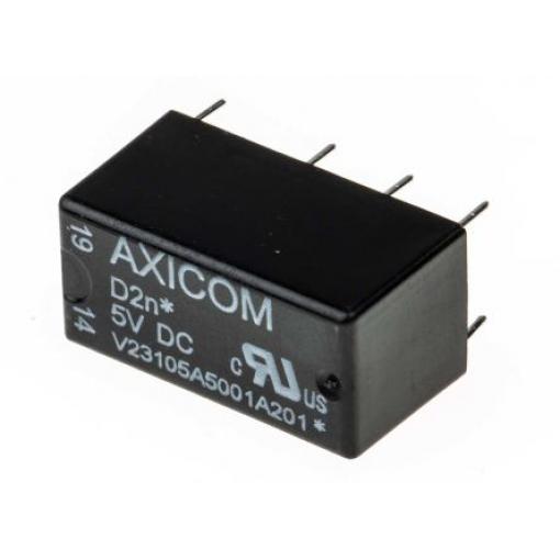 Výkonové relé DPDT Montáž na PCB 5V dc D2n