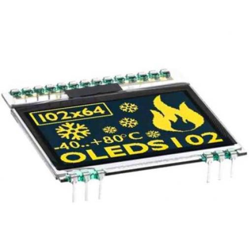 Displej OLED, řada: EA OLED 43.18 mm Žlutá Pasivní matice 102 x 64 pixel Grafika Display Visions I2C, SPI