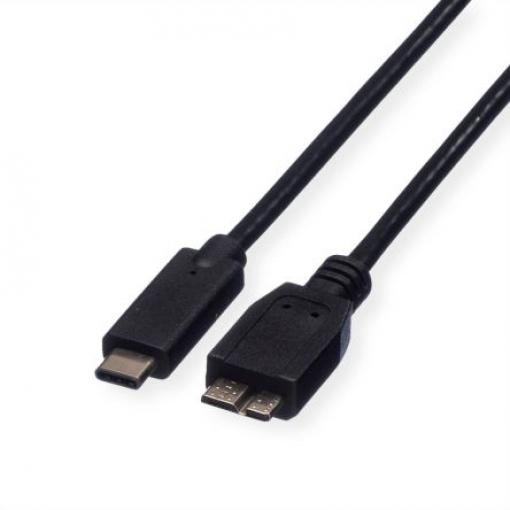 Roline Kabel USB do zásuvky IC Vnější, A: Micro USB B, 500 mm Vnější, Černá, B: USB typu C