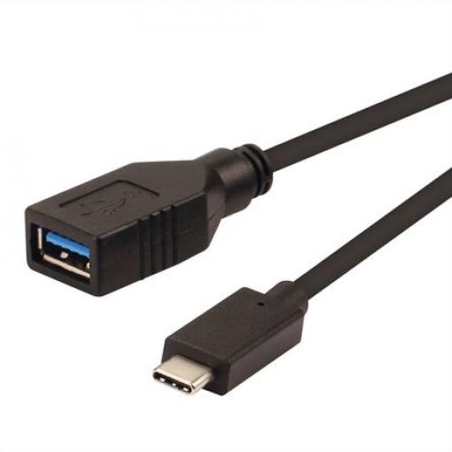 Roline Kabel USB do zásuvky IC Vnější, A: USB typu C, 150 mm Vnitřní, Černá, B: USB typu A