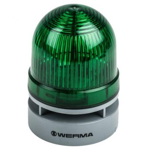 Werma Kombinace sirén a majáků, řada: EvoSIGNAL Mini Bliknutí, Trvalé světlo Elektronika barva Zelená 24V IP66 LED