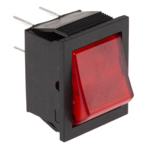 Arcolectric (Bulgin) Ltd Kolébkový spínač IP67, IP54 Osvětlené Zap-vyp, barva ovladače: Červená DPST Panel Zap-vyp 16 A