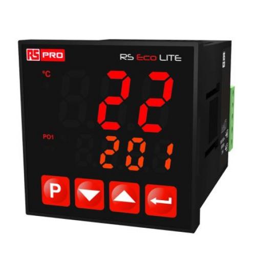 RS PRO Regulátor teploty s vypínačem, řada: IDM 503 / 505 Montáž do panelu, 50 °C, 0 °C, počet výstupů: 2, výstup: Relé