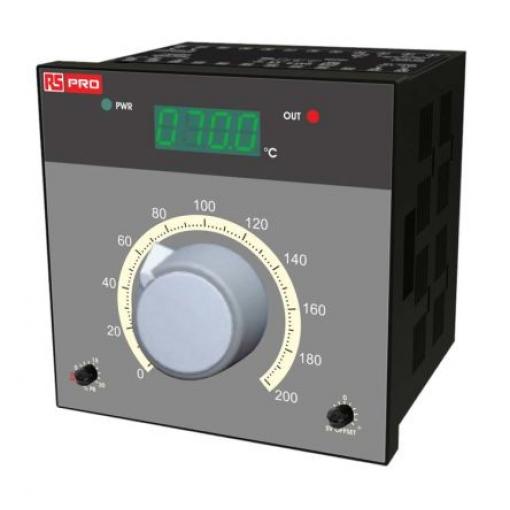 RS PRO Regulátor teploty s vypínačem, řada: IDM 503 / 505 Panel, 50 °C, 0 °C 1, počet výstupů: 2, výstup: Polovodičové