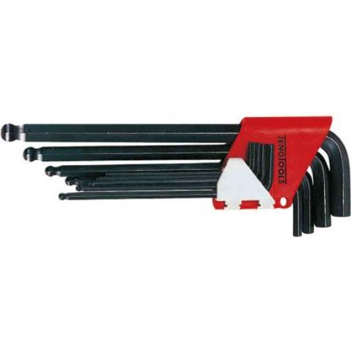 Sada šestihranných klíčů, počet kusů: 9 tvar L Metrické Krátké rameno 1.5 → 10 mm, Chrom-vanadová ocel Teng Tools