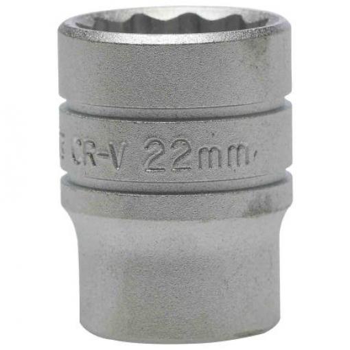 Zásuvka 1/2 in pohon 22 mm 12 bodů Dvojitý šestihran, celková délka: 38 mm Teng Tools