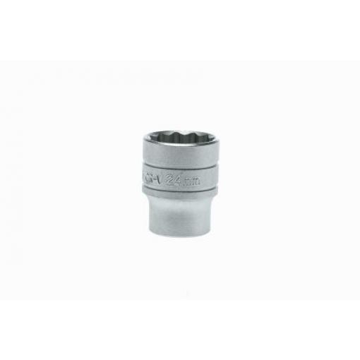 Zásuvka 1/2 in pohon 24 mm 12 bodů Dvojitý šestihran, celková délka: 40 mm Teng Tools