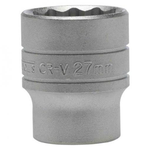 Zásuvka 1/2 in pohon 27 mm 12 bodů Dvojitý šestihran, celková délka: 43 mm Teng Tools