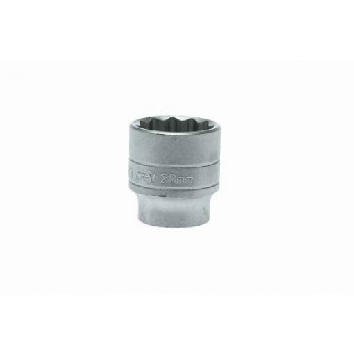 Zásuvka 1/2 in pohon 28 mm 12 bodů Dvojitý šestihran, celková délka: 43 mm Teng Tools