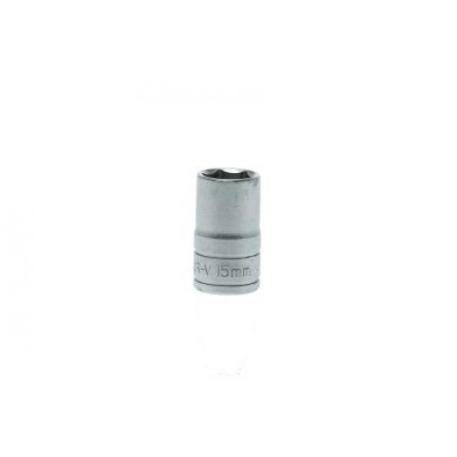Zásuvka 1/2 in pohon 15 mm 6 bodů Dvojitý šestihran, celková délka: 38 mm Teng Tools
