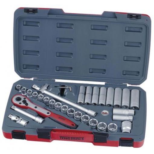 Sada nástrčných klíčů, počet kusů: 34 1/2 in 6 bodů typ buzení Čtvercový Teng Tools